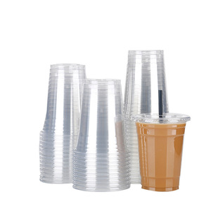 Disposable milk tea cup ice cup 98 caliber PET cup plastic cold drink cup with lid factory wholesale custom logo