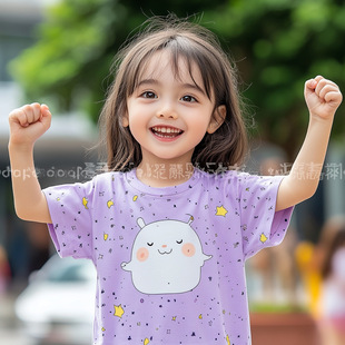 Children's fun full of cartoon print children's T-shirt a variety of cute patterns soft skin-friendly fabric baby super comfortable