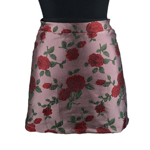 Autumn Korean-style Elegant Retro Rose High Waist Anti-glare Short Skirt Slim A- line Hip Skirt