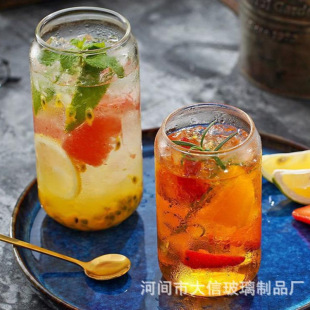 Glass Straw Cup High Borosilicate Cola Cup with Bamboo Lid Straw Drink Bar Drink Shop Popular Cup Juice Water Cup