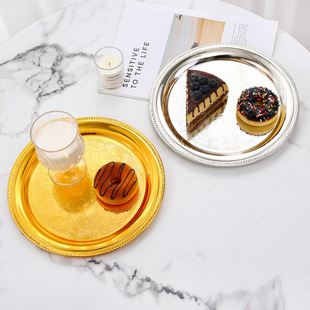 Metal Snack Plate Afternoon Tea Cake Dessert Snack Tray European-style Cosmetics Storage Plate Household Coffee Table Ornaments