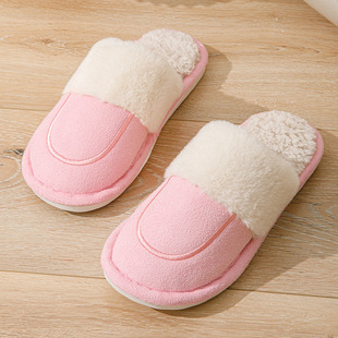 New men's and women's cotton slippers home indoor floor warm non-slip couples thick bottom cotton linen fluffy slippers wholesale