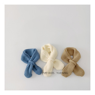 Children's Scarf Casual All-match Solid Color Knitted Scarf Winter Baby Outdoor Warm Cross Scarf Children's Scarf