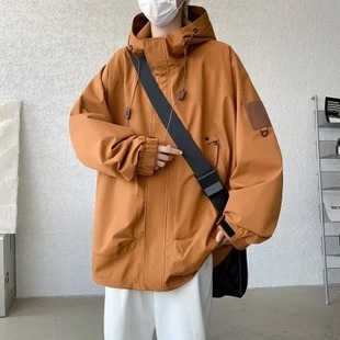 Hooded Jacket Men's Spring and Autumn Rushwork Outdoor Hong Kong Style Hooded Jacket Men's Trendy Brand Loose Plutton Handsome Jacket