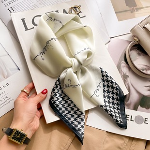 Korean Style Polo Dot High-end Silk Scarf Women's Fashionable All-match Silk Small Square Scarf Professional Decorative Spring and Autumn Scarf Scarf