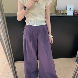Elegant Casual Short Shoulder Polo Collar Knitted T-shirt Women's 2025 Summer Thin Slim-fit Slimming Short-sleeve Top