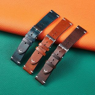 New Color Changing Factory Outlet Leather Strap Retro Oil Wax Italian Antique Ultra Thin Watch Strap 2022mm