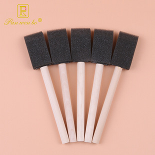 Panwenbo Одиночная DIY граффити губка печать искусство черный деревянный стержень Губка Кисть Инструменты для рисования Оптовая Продажа с фабрики