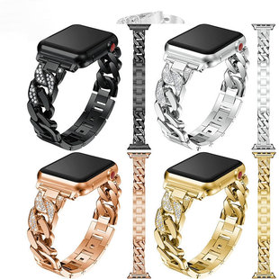 Adapted to iwatch1234567 xiangfeng watchband Apple SE diamond single-row chain metal watchband manufacturers supply