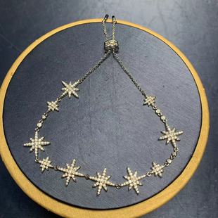 European and American Creative Meteor Necklace Women's Eight Mangxing Y-shaped Clavicle Chain silver Full Diamond Rice Bracelet Six-pointed Star Batch