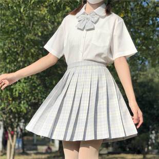 Come and Play after School. Original Design Jk Uniform New Milky White Round Neck Short-Sleeved Shirt with Pill Placket Shirt for Women