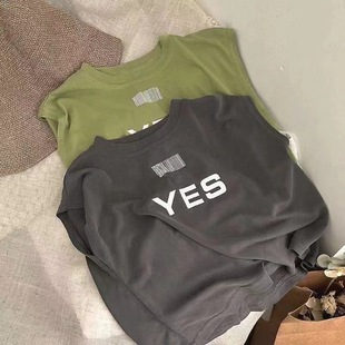 100% cotton children's sleeveless T-shirt 2024 new summer cute baby medium and small children boys and girls top vest