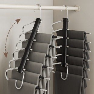 Stainless Steel Folding Pants Rack Special Seamless Multi-Layer Pants Hanging Pants Rack Non-Slip Wardrobe Pants Storage Rack