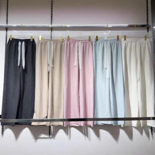 Lace Drawstring Texture Sense Milk Pants Yamamoto Wide Leg Pants Women's Summer Thin Slimming All-match Straight Pants Women's