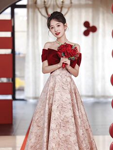 Toast Dress Bride 2025 New Wedding One-Shoulder Summer Engagement Evening Dress Skirt Women's Accessible Luxury High-End Summer