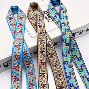 Chuanzhou factory direct 2CM jacquard webbing bags shoes and hats ethnic jewelry lace accessories binding strip decorative belt