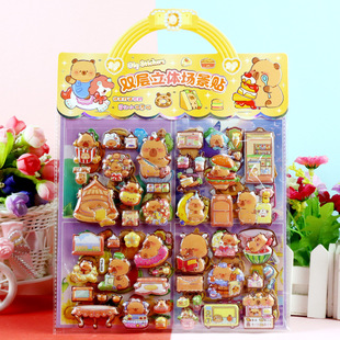 New Children's Cartoon Double-Layer Three-Dimensional Sanrio Kouromi melody Stitch Altman Sticker Bubble Sticker