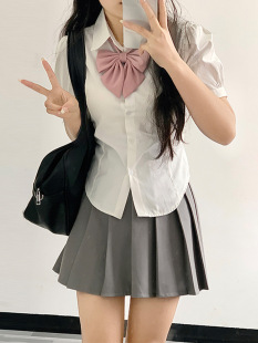 Jk Uniform Waisted Short-sleeved Shirt Women's Pure Design Sense Slim-fit Hot Girl Top 2024 New Strap White Shirt