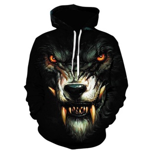 2024 Hot Selling Men's Sweater 3D Printing Beast Animal Wolf Fashion Trend Hooded Sweater Casual Spring and Autumn Clothing