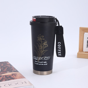 New Suzuki Orchid Double Drink Coffee Cup Girls High Color Value 316 Stainless Steel Thermos Outdoor Portable Lanyard Cup