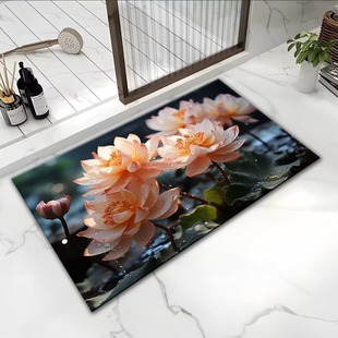 Door Mat Home Mat Lotus Lotus Lotus Anti-Slip Mat Bathroom Advanced Sense Thickened Diatom Mud Chinese Style Mat