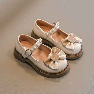 Girls' Sandals Summer 2024 New Children's Western Style Princess Shoes Large Children and Girls Non-slip Soft-soled Leather Sandals