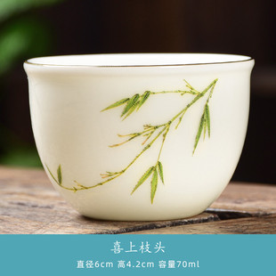 Suet Jade Master Cup White Porcelain Personal Cup Household Simple Kung Fu Small Tea Bowl Ceramic Tea Set Tea Cup Tea Tasting Cup