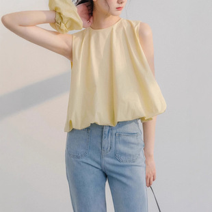 Milk Butter Puff Sleeveless Vest Women's Summer New All-match Shirt Elegant Top