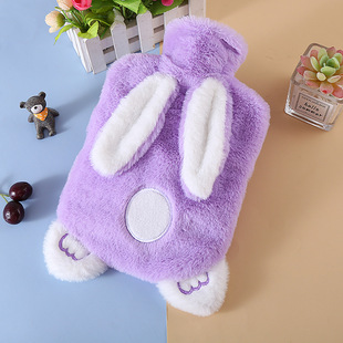 Wholesale thick PVC large water injection hot water bag cartoon plush cloth cover hand warmer 1500ml hot water bag irrigation