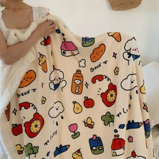 Thickened Lamb Fleece Blanket Office Nap Winter Shawl Blanket Coral Fleece Air Conditioning Sofa Cover Blanket Kindergarten