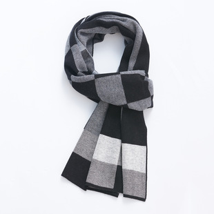 Men's autumn and winter wool blended knitted warm scarf 2023 classic simple striped versatile cross-border scarf men