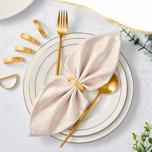 Cross-border Hot-selling Semi-circular Napkin Ring Fashion Simple Metal Napkin Buckle Banquet Western Restaurant Mouth Cloth Ring Factory Straight