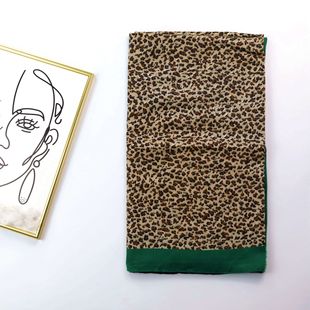 Factory Sale Cross-border Foreign Trade Bronzing Leopard Print Color-matching Printing Long Scarf Satin Cotton Women's Autumn and Winter Scarf Warm Sunscreen Shawl