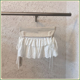 All-match New Lace Fart Curtain Women's Stacked 2025 Spring and Summer New Korean Niche Chic Embroidered Lace-up Skirt