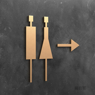 Ins self-adhesive toilet logo door sticker 3d three-dimensional characters men's and women's toilet signs with arrows restaurant hotel
