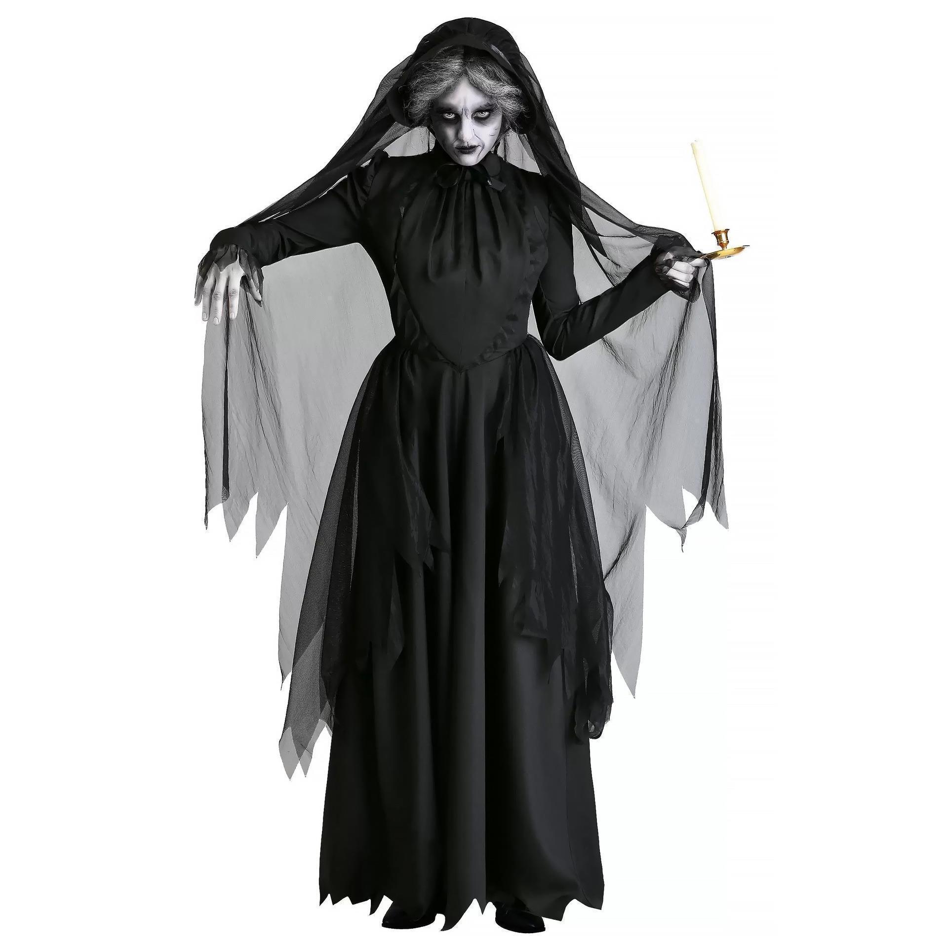 Foreign Trade Halloween Cosplay Costume Black Cloak Ghost Bride Vampire Bad Witch Ready Stock Wholesale