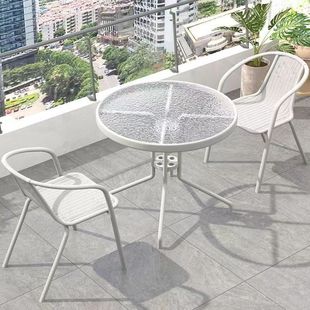 Waterproof Outdoor Leisure Backrest Rattan Chair Balcony Leisure Cafe Small Coffee Table Garden Outdoor Terrace Four Leg Rattan Chair