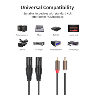 Hot 2RCA revolution 2XLR public mixer power amplifier audio line double lotus to double card Nong male 1.5 meters 3 meters