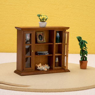 1:12 dollhouse mini furniture fireplace model miniature ornaments wall cabinet double door storage rack