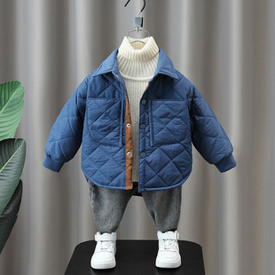 2416 boys' cotton-padded jacket 2022 new western style baby boys' winter clothing season lightweight down cotton-padded jacket Korean fashion