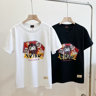 A generation of summer New Tide brand blessing God men's and women's shrine partner Dharma painted horse printed short sleeve FOG1998