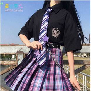 JK Shirt Female Student Short-sleeved Summer DK Uniform Top Loose All-match Japanese Style Black BF Couple