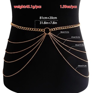 European and American Cross-border Metal Jewelry Simple Multi-layer Tassel Golden Waist Chain Jewelry Women's High-end Waist Decoration Yiwu Accessories