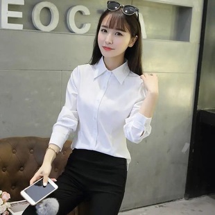 Thick white shirt women's long sleeve thick professional formal wear pure cotton base white shirt elegant women's work clothes top