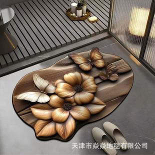 Camellia shaped diatom mud carpet cloakroom bedroom light luxury floor mat bathroom absorbent non-slip quick-drying mat labeling