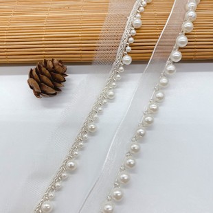 4446 Pearl Lace in stock Beaded Ribbon Lolita Cuff Nearline Decoration Handmade Single-Side Mesh Lace