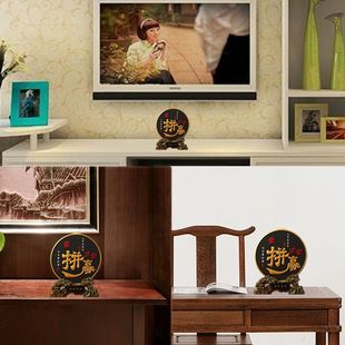 [free shipping] integrity to win the world study office desktop ornaments porch bookcase charcoal carving antique shelf Chinese books