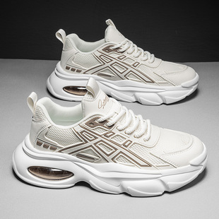 2024 spring new men's shoes fashion trendy men's casual shoes air cushion mesh breathable clunky sneakers comfortable sports shoes