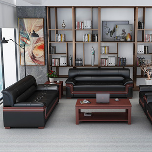Office Sofa Simple Modern Business Coffee Table Combination suit Negotiation Reception Office Sofa Three-person Seat