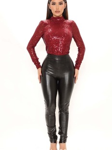 European and American women's sequined backless jumpsuit foreign trade mid-waist Sexy Slim-fit long-sleeved one-piece shorts one-piece delivery